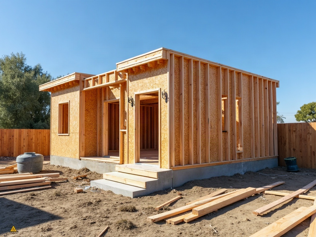 General contractor reviewing plans at a Fresno home remodel site